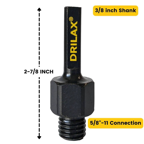 Universal Five Eighths To Three Eighths Drill Adapter Attachment With Threaded Arbor Shaft for Diamond Hole Saws and Sanding Tools