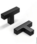Ten Pack Matte Black Cabinet Knobs Square T Bar Dresser Knobs For Cabinets Modern Hardware For Kitchen And Bathroom Drawer Pulls