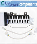 Refrigerator Ice Maker Replacement For Maytag MBR2256KES, W10190978 Compatible Icemaker front view with connectors