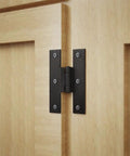 3.5 Inch Black Wrought Iron H Hinge With 1/4 Inch Offset for Kitchen Cabinets installed on wood door