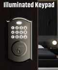 Keyless Entry Door Lock With Keypad And Smart Deadbolt Auto Lock Waterproof Security For Front Door with illuminated keypad