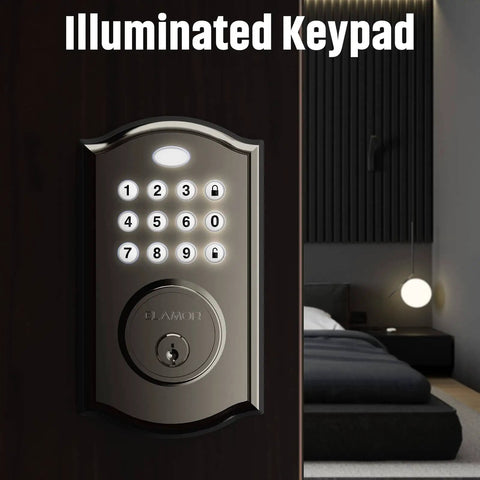 Keyless Entry Door Lock With Keypad And Smart Deadbolt Auto Lock Waterproof Security For Front Door with illuminated keypad