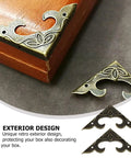 Triangular Carved Box Corner Protectors Set, Metal Safety Guards For Wooden Jewelry Boxes, Old School Retro Design
