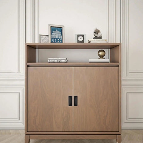 Wooden cabinet with 4 Pack Concealed Rectangular Recessed Pull Handles For Wardrobe And Drawers Matte Black Stainless Steel