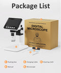 Coin Microscope 1000X With 4 3 Inch LCD Screen For Error Coins And Mint Marks For Coin Nerds 1080P USB Microscope With 8 Adjustable LEDs package list with microscope, box, cable, cloth, manual