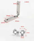 Effortless Install Right Angle Cabinet Corner Mounting Plates And Brackets For Cabinets And Wardrobes, with dimensions shown