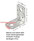No Fuss Repairs Guaranteed With This Fifty Pack Two Inch Steel L Angle Brackets Featuring Blue Galvanized Coating Pre Drilled Holes And Included Screws Built For Beefing Up Furniture And Shop Fixes, showing a 15 gauge low carbon steel corner brace.
