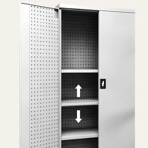 Rock Solid Industrial Rolling Tool Storage Cabinet With Thick Reinforced Drawers Built Like A Tank For Pro Trades featuring adjustable shelves.