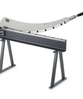 Side view of Beefy 39 Inch Bed Width Manual Guillotine Shear For Metal Sheets Benchtop Cutter With Stand, Q235 material.
