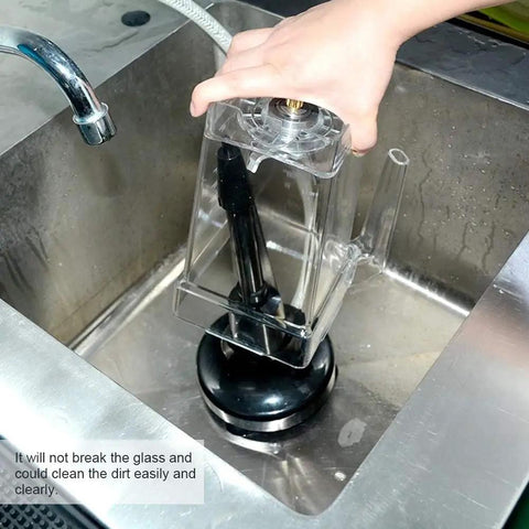 Portable Glass Rinser For Bar And Restaurant Use Quick Time Saver Water Saving Glass Washer demonstrating sink use