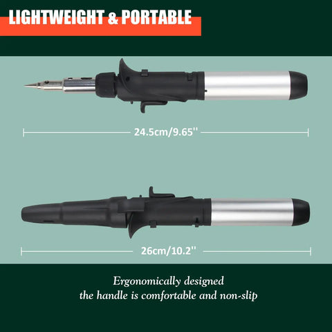 Dimensions of Butane Soldering Iron Kit With Self Ignition, Adjustable Flame Up To 2372 F, Cordless Soldering Heat Gun