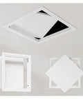 Super Slick Ceiling Access Panel For Drywall With Heavy Duty Aluminum Frame And Paint Ready White No Hassle Recessed Hatch Cover top view and dimensions shown
