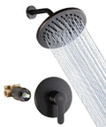 Oil Rubbed Bronze Shower Faucet Set with 8 Inch Rainfall Head and Handle, Wall Mounted Single Function Trim Kit, Rough In Valve Included