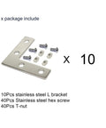 Ten Sets Of 2020 Stainless Steel T Slot Corner Brackets L Shape Joint Plates With Nuts And Bolts For 20x20 20mm V Slot Aluminum Profile
