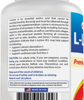 Top Shelf L Lysine 1000 Mg Tablets For Cold Sores And Immune Support 180 Count bottle with label and barcode.