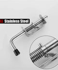 Stainless Steel Sliding Gate Latch Spring Loaded Locking Pin Barrel Bolt with spring mechanism and sleek design.