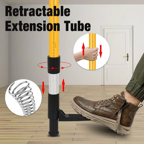 Adjusting Telescoping Laser Level Pole Kit 12 Ft 3.6 M With Adjustable Pole Tripod Spring Loaded Base And Mount operation