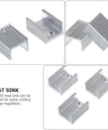 Heavy Duty Aluminum Heat Sink Kit 10 Pcs Triode Voltage Regulator Cooling Fins Metal Radiator For Electronics Computers Industrial Equipment Lightweight Quick Install Durable Thermal Management For Chips, TO-220 20x15x10 mm