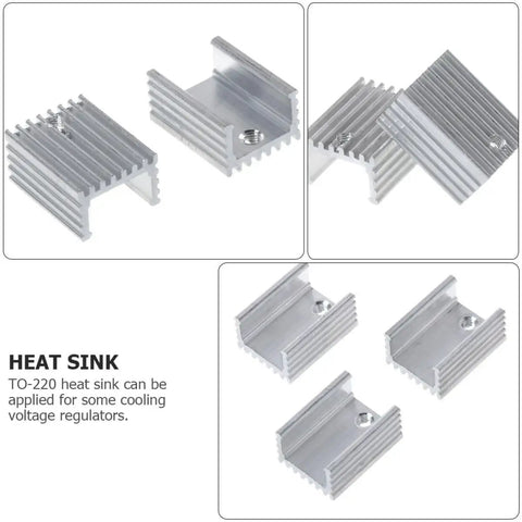 Heavy Duty Aluminum Heat Sink Kit 10 Pcs Triode Voltage Regulator Cooling Fins Metal Radiator For Electronics Computers Industrial Equipment Lightweight Quick Install Durable Thermal Management For Chips, TO-220 20x15x10 mm