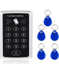 Door Access Control System With Standalone Keypad And 5 Key Fobs for Home Security, shown keypad panel and key fobs