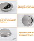 Hidden Concealed Recessed Sliding Door Pull Handles Pack Of 2 In Brushed Stainless Steel with screws, semi-closed design