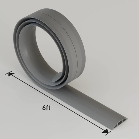 No Sweat Six Foot Floor Cable Cover And Wire Protector Channel Slick Flexible Pvc Build keeps tripping hazards at bay - 6ft gray coil.