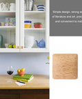 Built Damn Tough Natural Wood Square Cabinet Knobs With Smooth Glide Drawer Pull Handles For Kitchen And Closet Rustic Farmhouse Dresser Hardware Top Shelf Furniture Update In A Slick Ten Pack Set displayed with kitchen items and a wine glass.