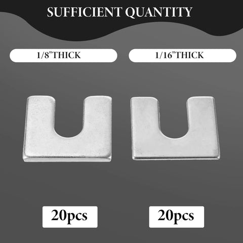 40 Piece Auto Body And Fender Alignment Shim Kit With One Sixteenth Inch And One Eighth Inch Thick Shims, Silver Finish