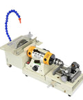 850W Mini Bench Grinder And Jade Polishing Machine For DIY Woodworking Jewelry Rock And Metal Crafting Station side view with water feed hose.
