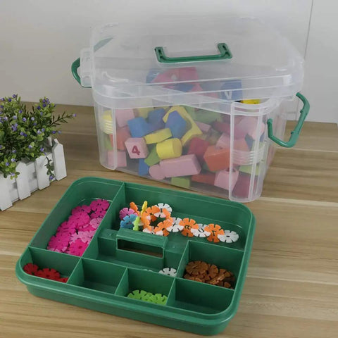 First Aid Kit Container Clear Organizer Box For Medicine Storage In Car Home And Office With Lift Out Tray For Small Items And Secure Clip Lid Great For Grab And Go Travel And Emergency Kits In Your Glove Box Or Desk with assorted items inside on a wooden surface