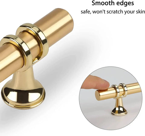 Close-up of 10 Pack Gold Cabinet Pulls Six And A Quarter Inch Brushed Gold Drawer Handles with smooth edges and durable base.