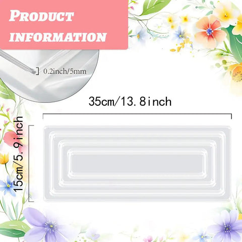 Clear Acrylic Router Template Set With Four Rectangular Inlay Guides And Etched Dimensions For Precision Woodworking Cuts, size 35cm x 15cm.