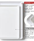 Comparison of VITEVER and other trays showing thickness and size differences labeled with dimensions.