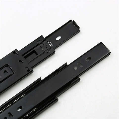 Thickened Cushioning Damping Drawer Slide Rail Three Section Silent Track with Steel Ball Bearing 14 Inch Black 2 Pack
