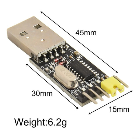 USB To TTL Programmer Cable For STC Microcontrollers, Serial Downloader Tool, flasher with dimensions 45x30x15 mm, 6.2g weight.