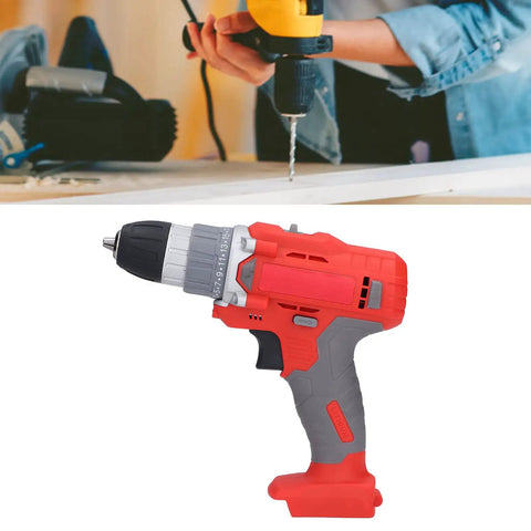 Badass Cordless Electric Drill With Dual Mode Action and Wicked Comfortable Ergonomic Handle for Heavy Duty tasks, shown in use.