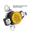 Dryer High Limit Thermostat D510701 L225-40F Replacement, metal and plastic dryer thermostat with mounting tabs