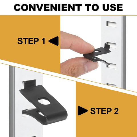 Installation steps for Heavy Duty Aluminum Shelf Bracket Clips 50 Piece Set For Adjustable Shelves In Kitchen Cabinets And Bookcases Silver Finish