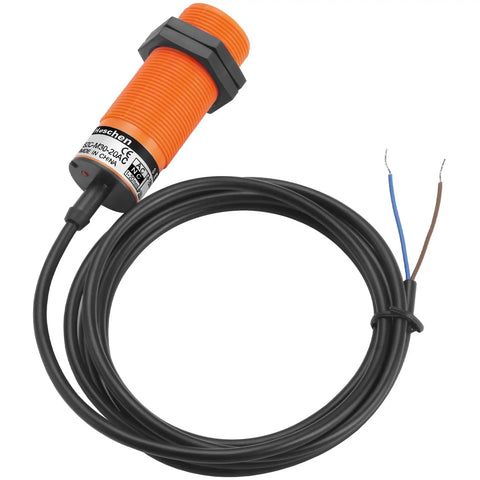 SZC M30 Capacitive Proximity Sensor Switch 20AC 20 To 250 VAC 400mA Normally Closed 2 Wire Detecting Distance 1 To 20mm Set Distance 0 To 18mm 30mm Mount Hole Orange Housing For Easy Dielectric Object Detection