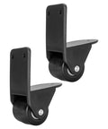 Rock Solid L Shape Casters Non Swivel Heavy Duty Speaker Rigid Wheels With Quick Release Mount And Dead Silent Rolling For Broadcast Gear And Utility Carts 2 Pack, black finish, L-shaped side plates.