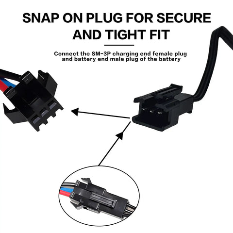 2 Pack 7.4V USB Charger Cable With SM-3PIN Plug For RC Cars Planes Tanks Boats And Other Remote Control Toys Universal 7.4V Battery USB Charger With Battery Protection showing snap-on plug details.
