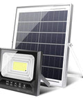 Kickass Solar Flood Light Includes A Smooth Remote And Smart Dusk To Dawn Sensor Rugged IP67 Waterproof Outdoor Security Spotlight with solar panel.