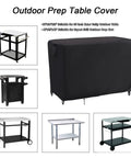 Outdoor 46 Inch Grill Cart Cover Waterproof Prep Table Cover For Stainless Steel Carts And Metal Tables shown on a grill cart