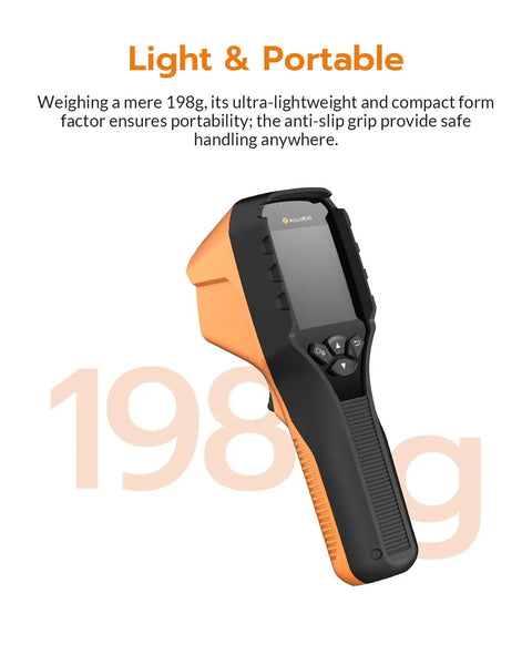 Thermal Imaging Camera With Thermometer Mode For Field Work 320 By 240 Infrared Imaging Native 256 By 192 Sensor Delivers True 256 Level Hardware IQ Deep Learning Upscale To 320 For Crisp Heat Signatures On The Job, handheld black orange
