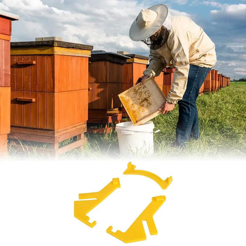 Beekeeper using Durable Plastic Beekeeping Gear Bee Honey Bucket Rack For Beekeeping Apiary Storage Holder with hive frames