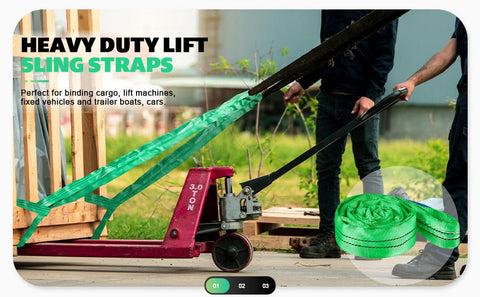 Two Inch By Eight Foot Lifting Sling Straps Polyester Web Slings 4400 Lbs Vertical Load 3520 Lbs Choker 8800 Lbs Basket Load use