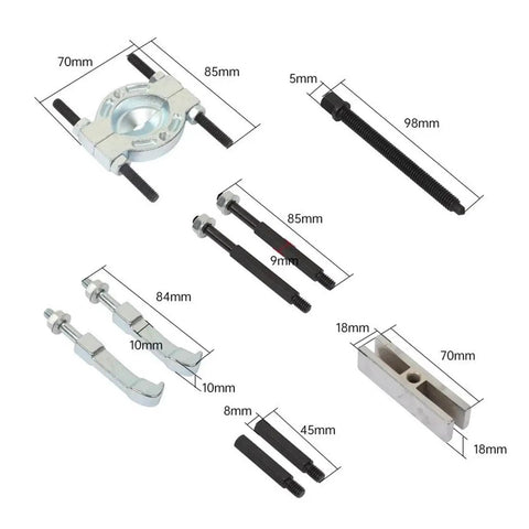 Professional 9 Piece Bearing Separator Puller Set Removal Tool Kit Features Blade Edge Design That Fits Tight Spots Separating Rings Quickly To Prevent Damage During Installation Great For Mechanics Saving Time Fixing Cars Smooth No Stress Now, 9-piece metal set with size labels