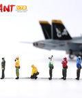 Six Piece One Seventy Two Scale US Aircraft Carrier Deck Crew Figures Set For Aircraft Display Model Kit With Colorful Clothing
