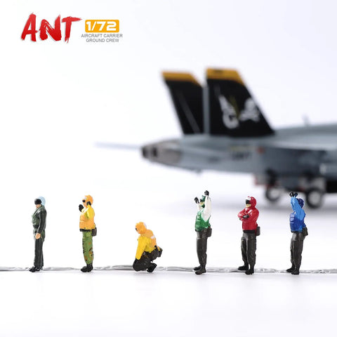 Six Piece One Seventy Two Scale US Aircraft Carrier Deck Crew Figures Set For Aircraft Display Model Kit With Colorful Clothing