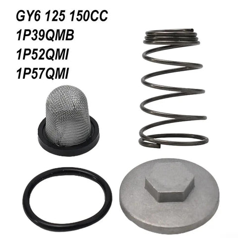 High Performance Scooter Oil Drain Screw Kit With Spring Filter And O Ring M30 Aluminum Fluid Maintenance Set For 50 125 150cc GY6 Mopeds Baotian Znen Taotao Benzhou Super Easy Service Upgrade, spring filter